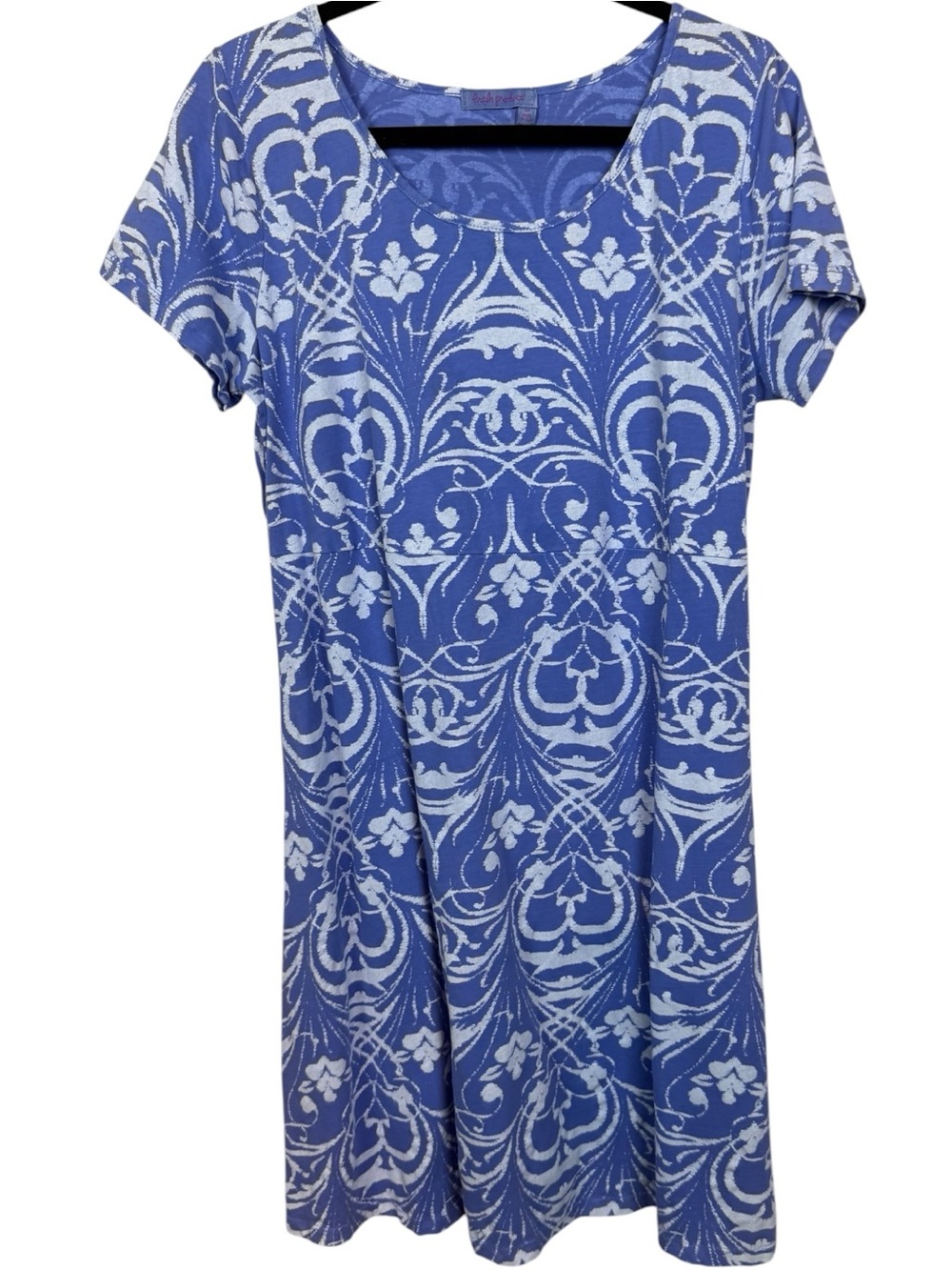 Fresh Produce Sadie Dress in Artistic Riviera print Blue sz M 100% Cotton